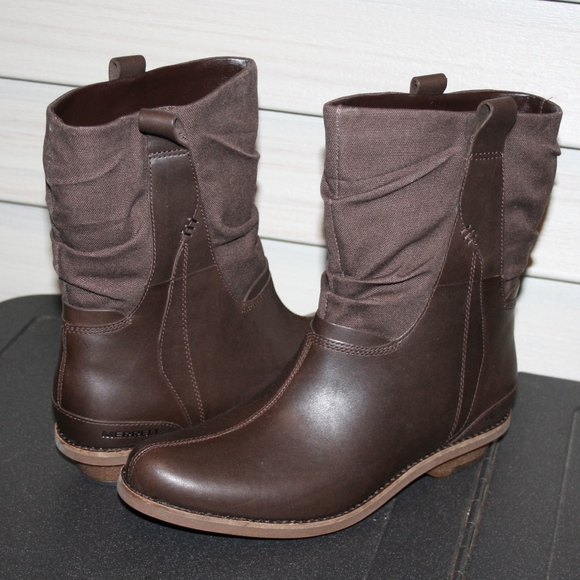MERRELL ADALINE MID 8.5 Woman's Pull On Boot Brown Leather Mid Calf Casual - Picture 1 of 8